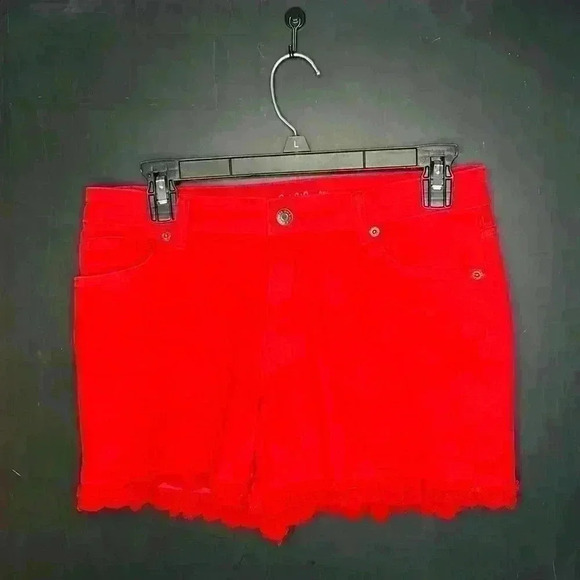 Cat & Jack Other - Cat & Jack Girls Size 14/16 Red Shorts Denim Eyelet Lace Trim Super Stretch